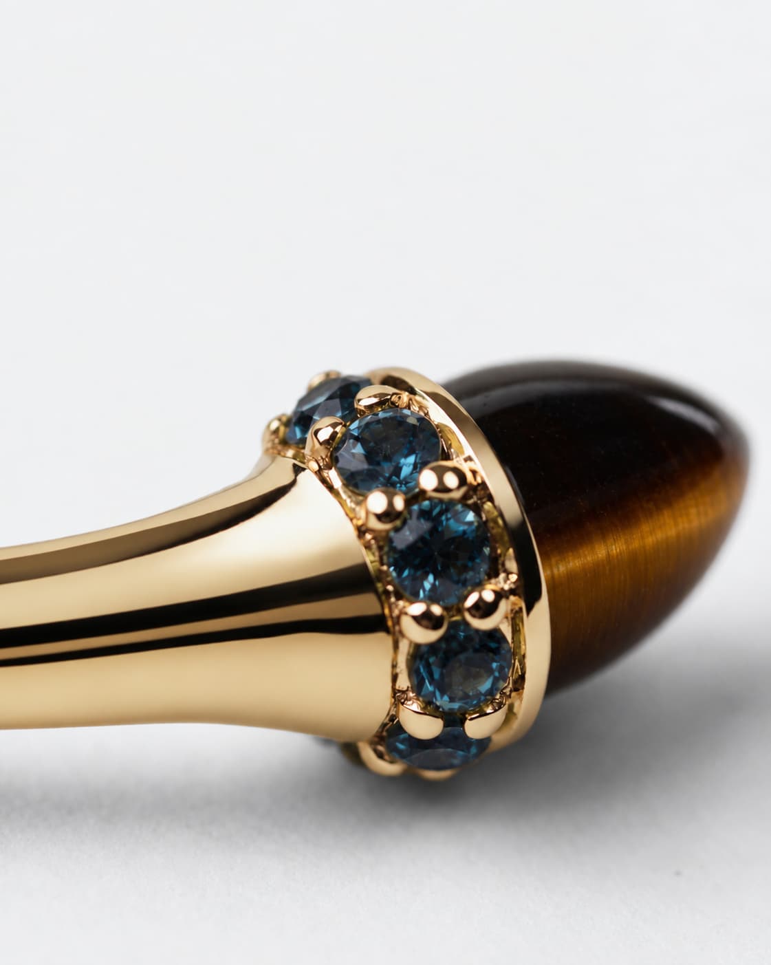 Nas Vermeil Bangle – Tiger Eye & London Blue Topaz