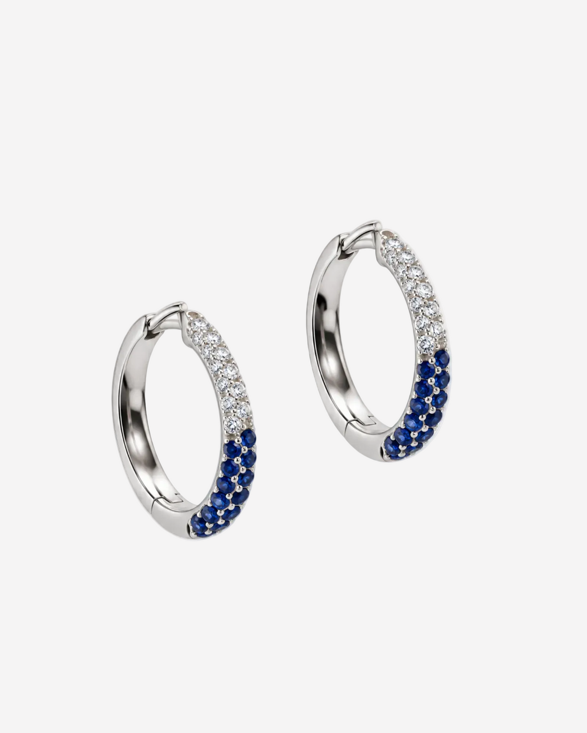 Diamond & Blue Sapphire Hoops - 14k Gold
