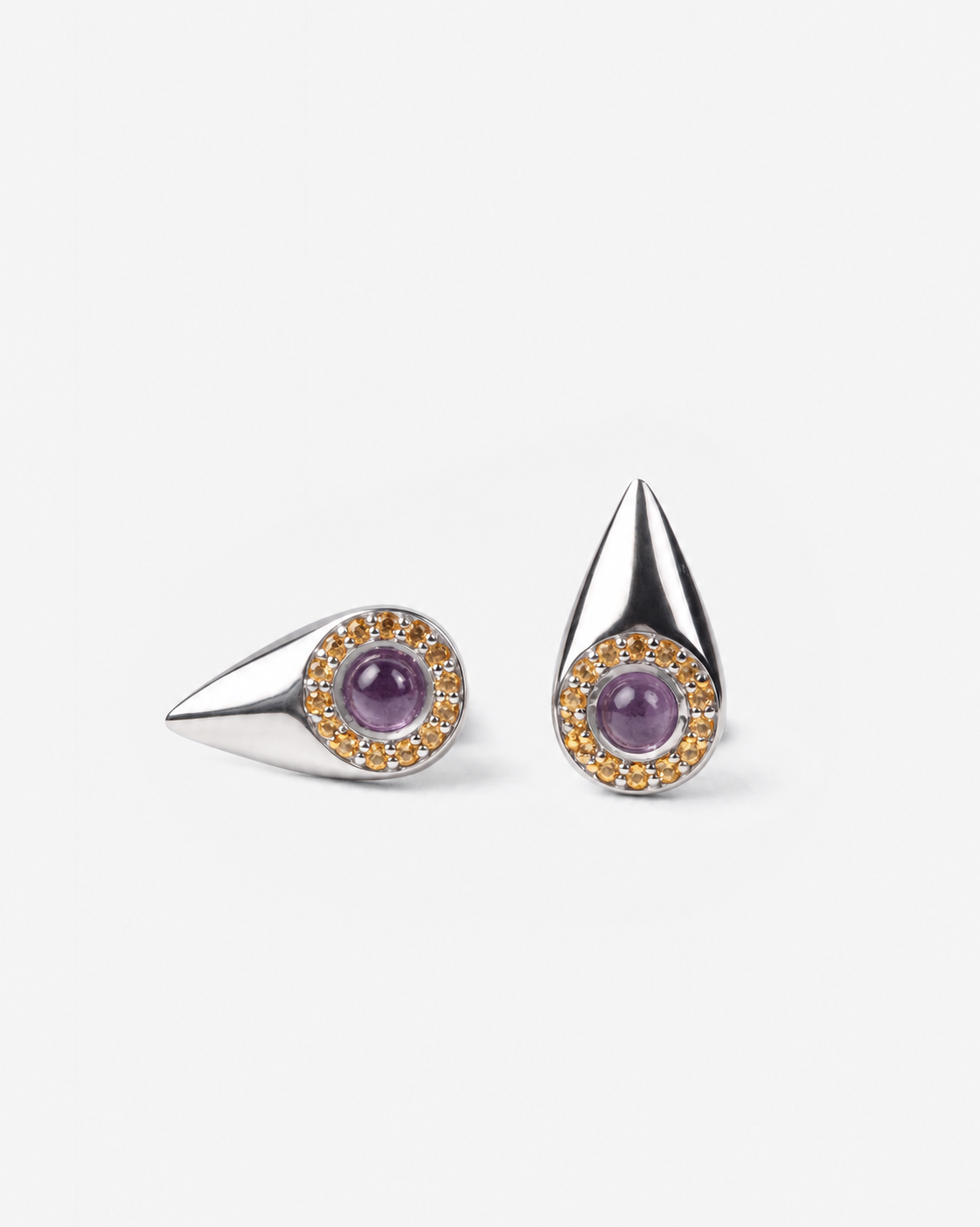 Vetra Mini Silver Earrings – Amethyst & Citrine