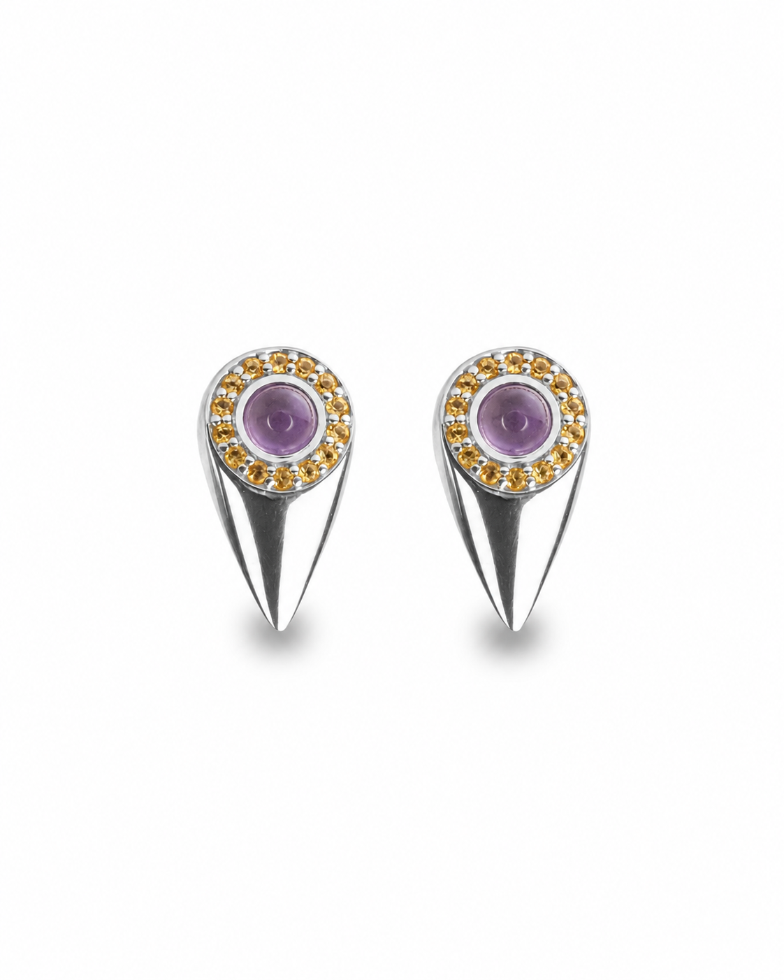 Vetra Mini Silver Earrings – Amethyst & Citrine