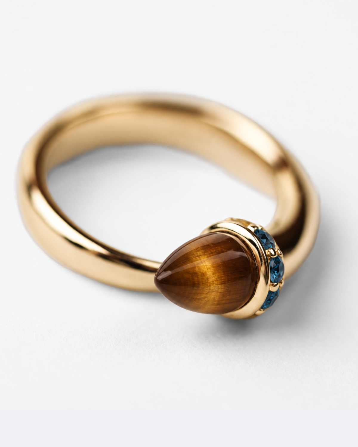 Nas Vermeil Ring - Tiger Eye & London Blue Topaz