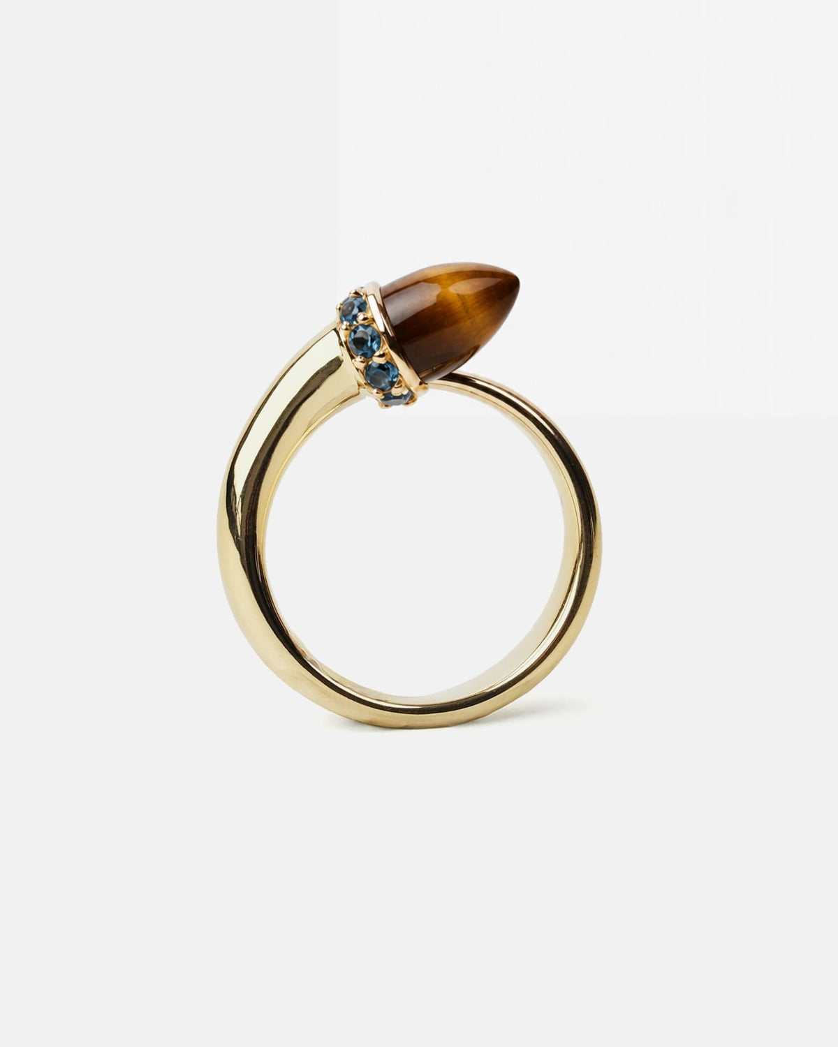 Nas Vermeil Ring - Tiger Eye & London Blue Topaz
